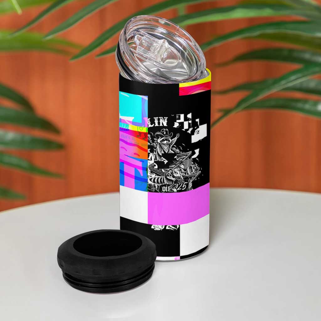 Funny Cowboy Raccoon Rollin Into 2026 4 in 1 Can Cooler Tumbler New Year Dumpster Fire 2026 Rodeo - Wonder Print Shop