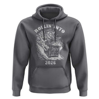 Funny Cowboy Raccoon Rollin Into 2026 Hoodie New Year Dumpster Fire 2026 Rodeo - Wonder Print Shop