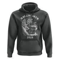 Funny Cowboy Raccoon Rollin Into 2026 Hoodie New Year Dumpster Fire 2026 Rodeo - Wonder Print Shop