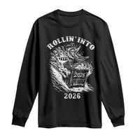 Funny Cowboy Raccoon Rollin Into 2026 Long Sleeve Shirt New Year Dumpster Fire 2026 Rodeo - Wonder Print Shop