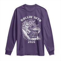 Funny Cowboy Raccoon Rollin Into 2026 Long Sleeve Shirt New Year Dumpster Fire 2026 Rodeo - Wonder Print Shop