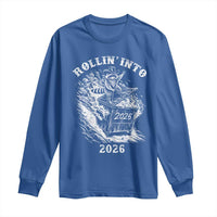Funny Cowboy Raccoon Rollin Into 2026 Long Sleeve Shirt New Year Dumpster Fire 2026 Rodeo - Wonder Print Shop