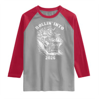 Funny Cowboy Raccoon Rollin Into 2026 Raglan Shirt New Year Dumpster Fire 2026 Rodeo - Wonder Print Shop