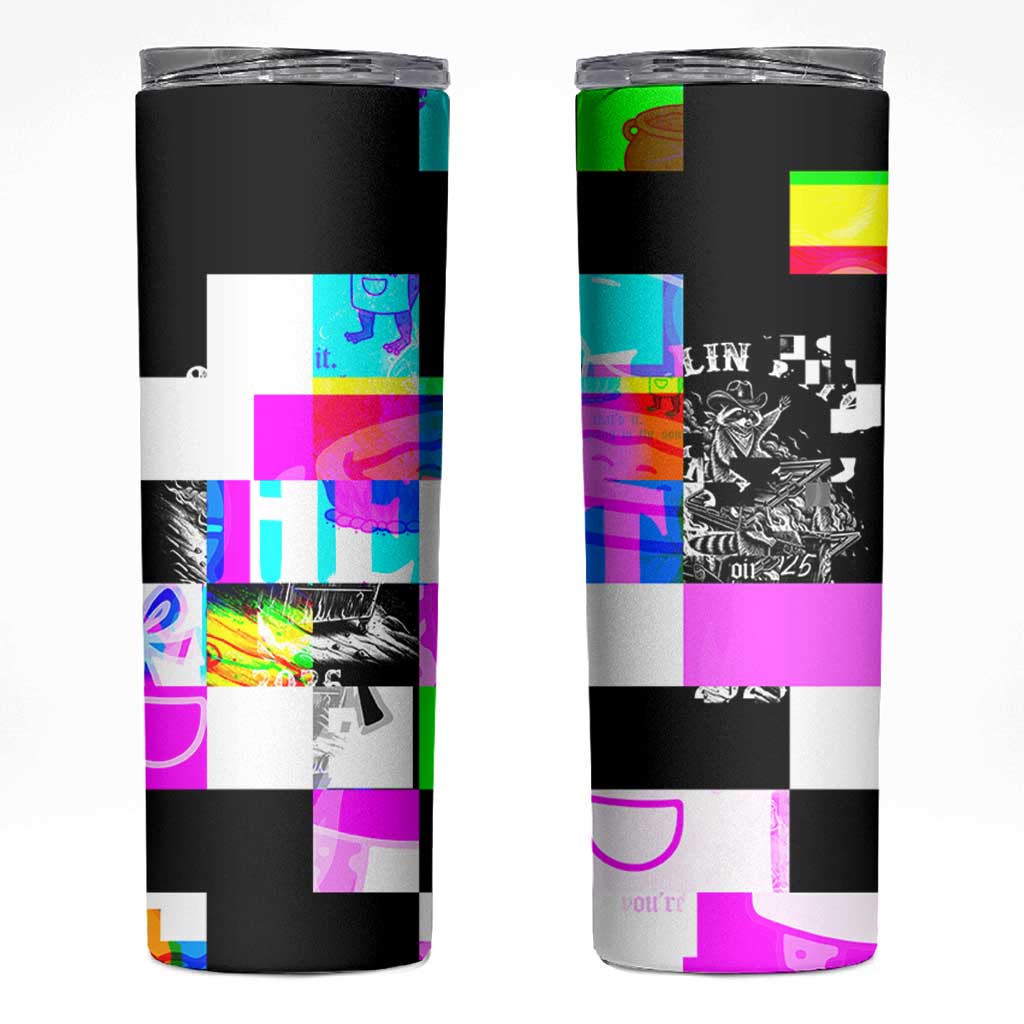 Funny Cowboy Raccoon Rollin Into 2026 Skinny Tumbler New Year Dumpster Fire 2026 Rodeo - Wonder Print Shop