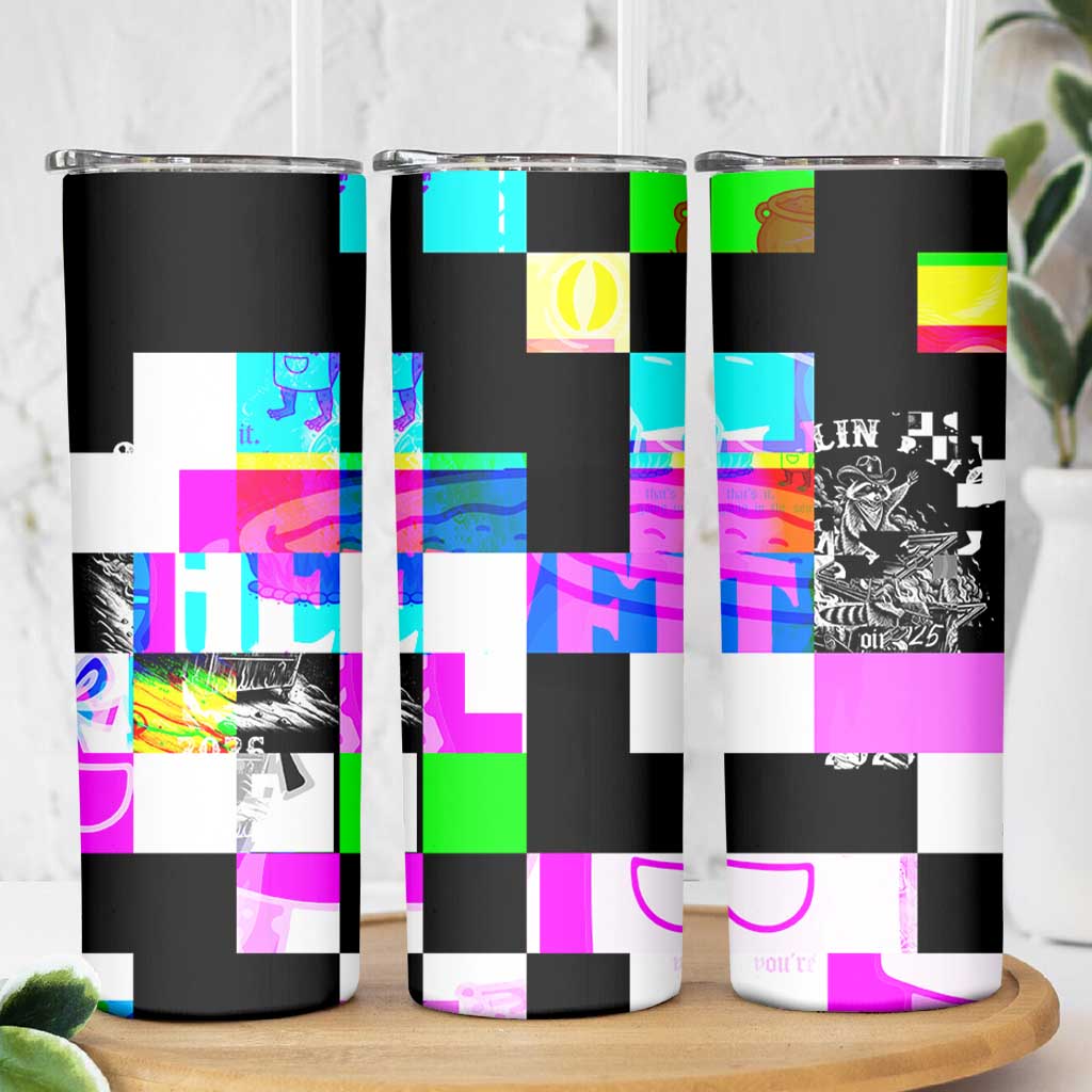 Funny Cowboy Raccoon Rollin Into 2026 Skinny Tumbler New Year Dumpster Fire 2026 Rodeo - Wonder Print Shop