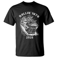 Funny Cowboy Raccoon Rollin Into 2026 T Shirt New Year Dumpster Fire 2026 Rodeo - Wonder Print Shop