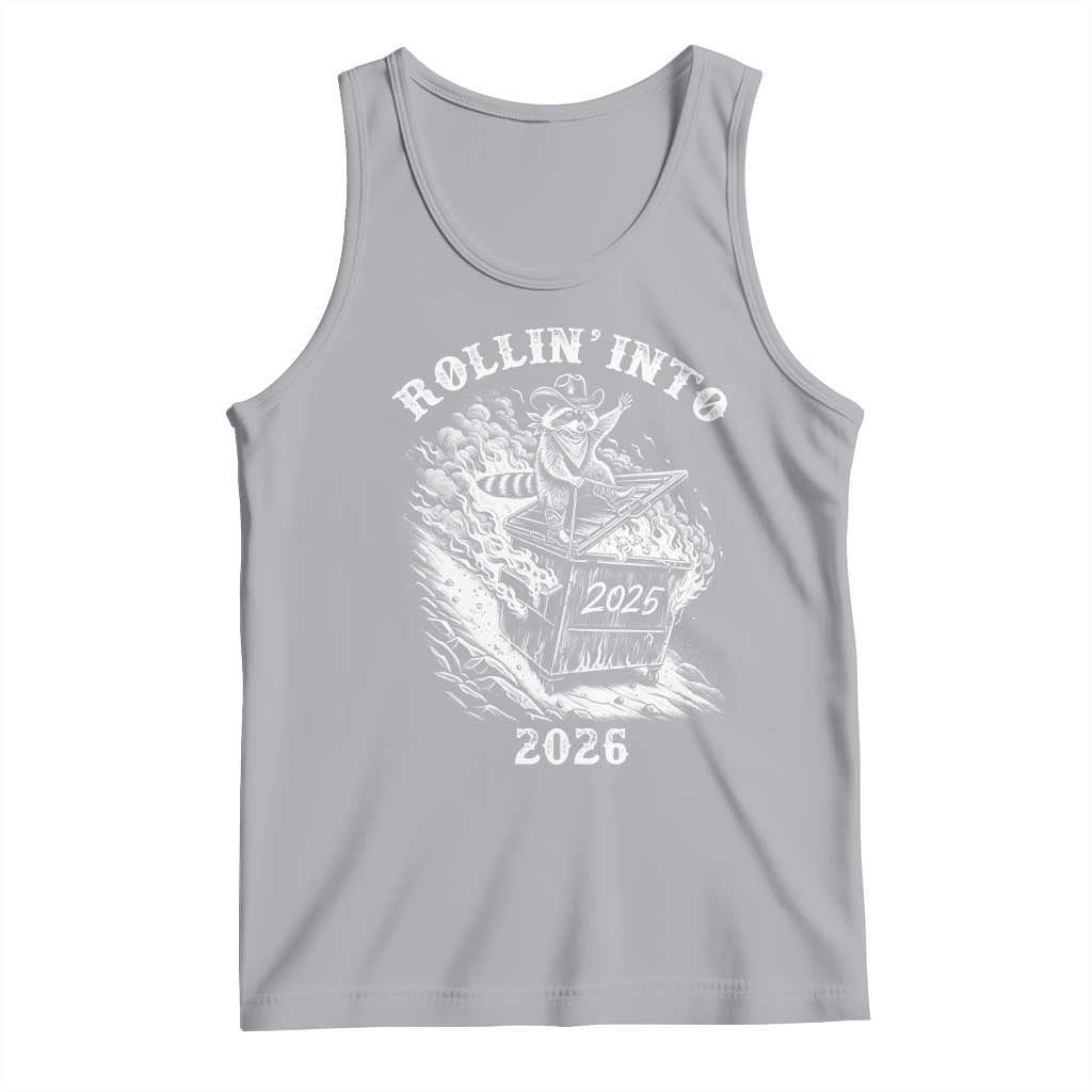 Funny Cowboy Raccoon Rollin Into 2026 Tank Top New Year Dumpster Fire 2026 Rodeo - Wonder Print Shop