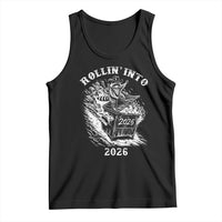 Funny Cowboy Raccoon Rollin Into 2026 Tank Top New Year Dumpster Fire 2026 Rodeo - Wonder Print Shop
