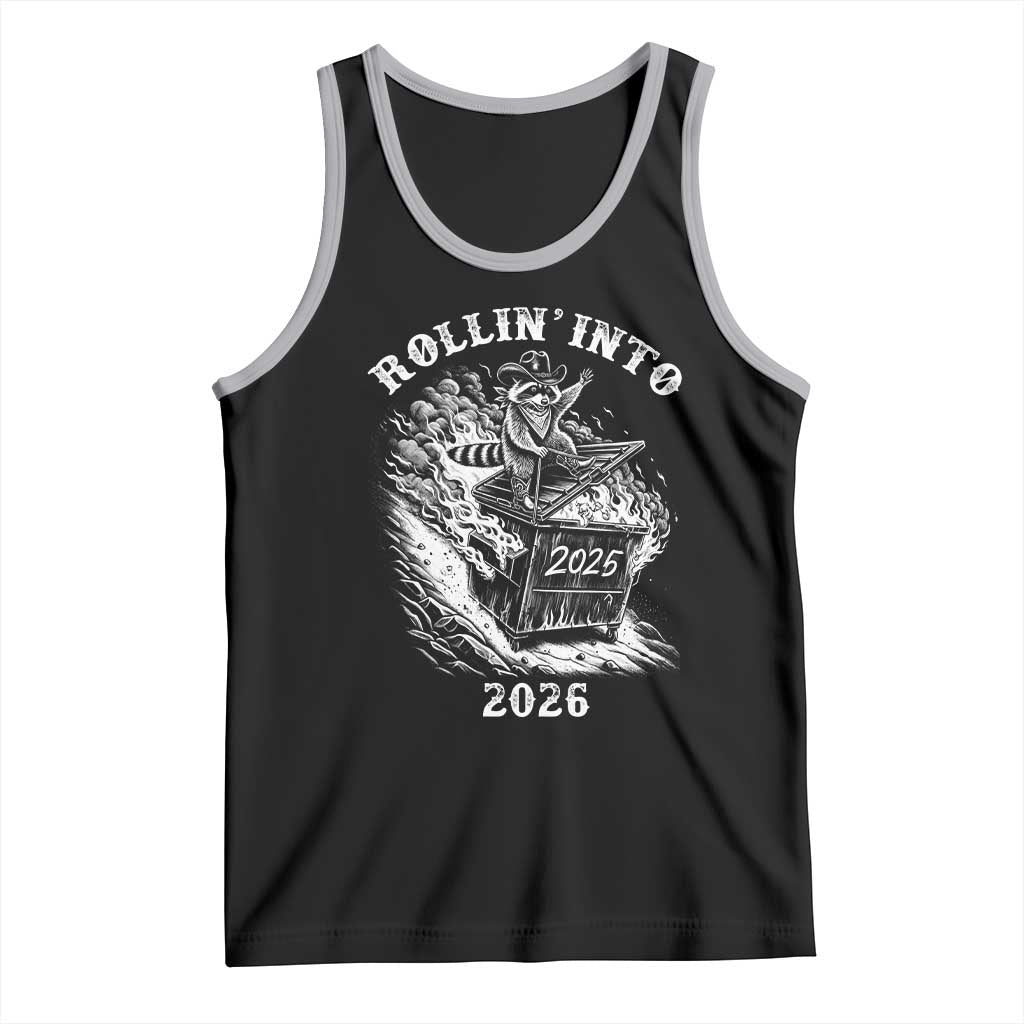 Funny Cowboy Raccoon Rollin Into 2026 Tank Top New Year Dumpster Fire 2026 Rodeo - Wonder Print Shop