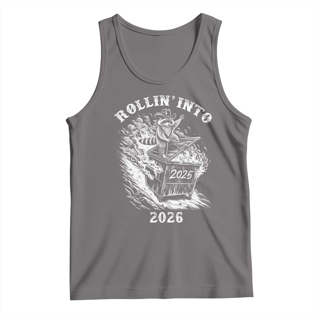 Funny Cowboy Raccoon Rollin Into 2026 Tank Top New Year Dumpster Fire 2026 Rodeo - Wonder Print Shop