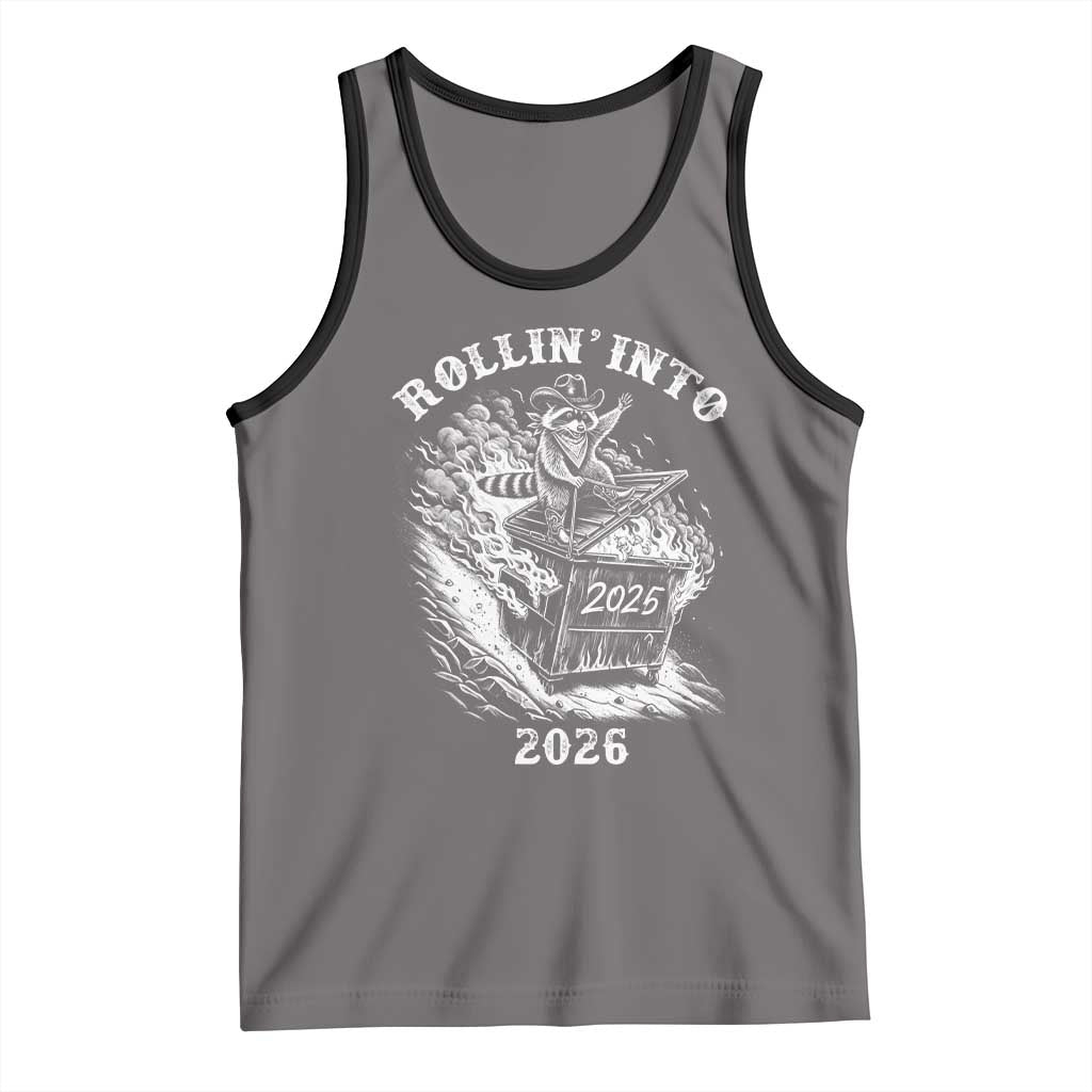 Funny Cowboy Raccoon Rollin Into 2026 Tank Top New Year Dumpster Fire 2026 Rodeo - Wonder Print Shop