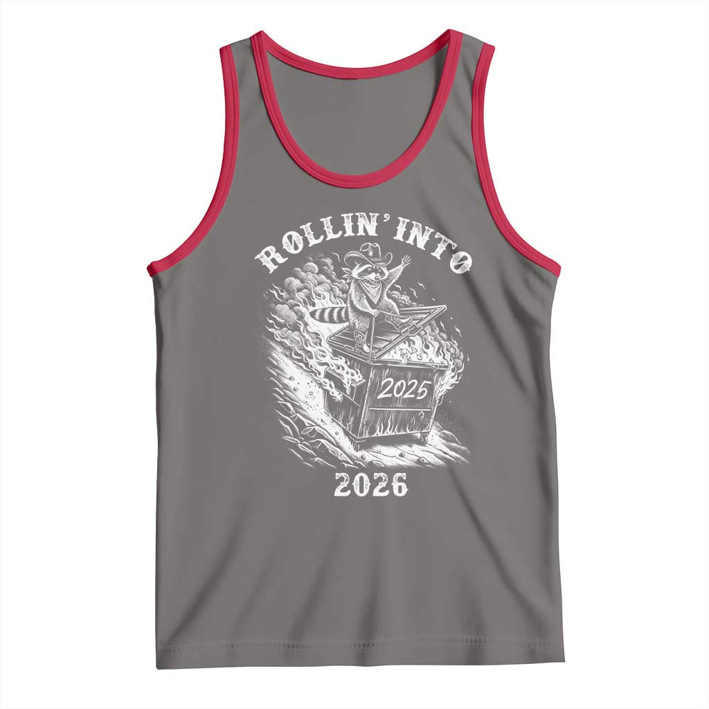 Funny Cowboy Raccoon Rollin Into 2026 Tank Top New Year Dumpster Fire 2026 Rodeo - Wonder Print Shop
