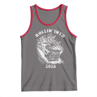 Funny Cowboy Raccoon Rollin Into 2026 Tank Top New Year Dumpster Fire 2026 Rodeo - Wonder Print Shop