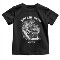 Funny Cowboy Raccoon Rollin Into 2026 Toddler T Shirt New Year Dumpster Fire 2026 Rodeo - Wonder Print Shop