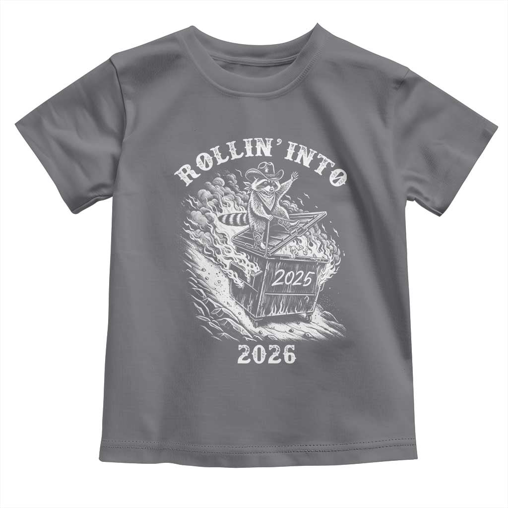 Funny Cowboy Raccoon Rollin Into 2026 Toddler T Shirt New Year Dumpster Fire 2026 Rodeo - Wonder Print Shop
