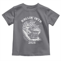 Funny Cowboy Raccoon Rollin Into 2026 Toddler T Shirt New Year Dumpster Fire 2026 Rodeo - Wonder Print Shop