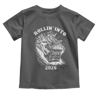Funny Cowboy Raccoon Rollin Into 2026 Toddler T Shirt New Year Dumpster Fire 2026 Rodeo - Wonder Print Shop
