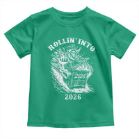 Funny Cowboy Raccoon Rollin Into 2026 Toddler T Shirt New Year Dumpster Fire 2026 Rodeo - Wonder Print Shop