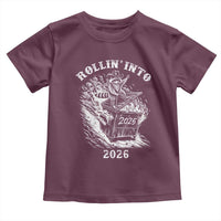 Funny Cowboy Raccoon Rollin Into 2026 Toddler T Shirt New Year Dumpster Fire 2026 Rodeo - Wonder Print Shop