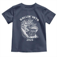 Funny Cowboy Raccoon Rollin Into 2026 Toddler T Shirt New Year Dumpster Fire 2026 Rodeo - Wonder Print Shop