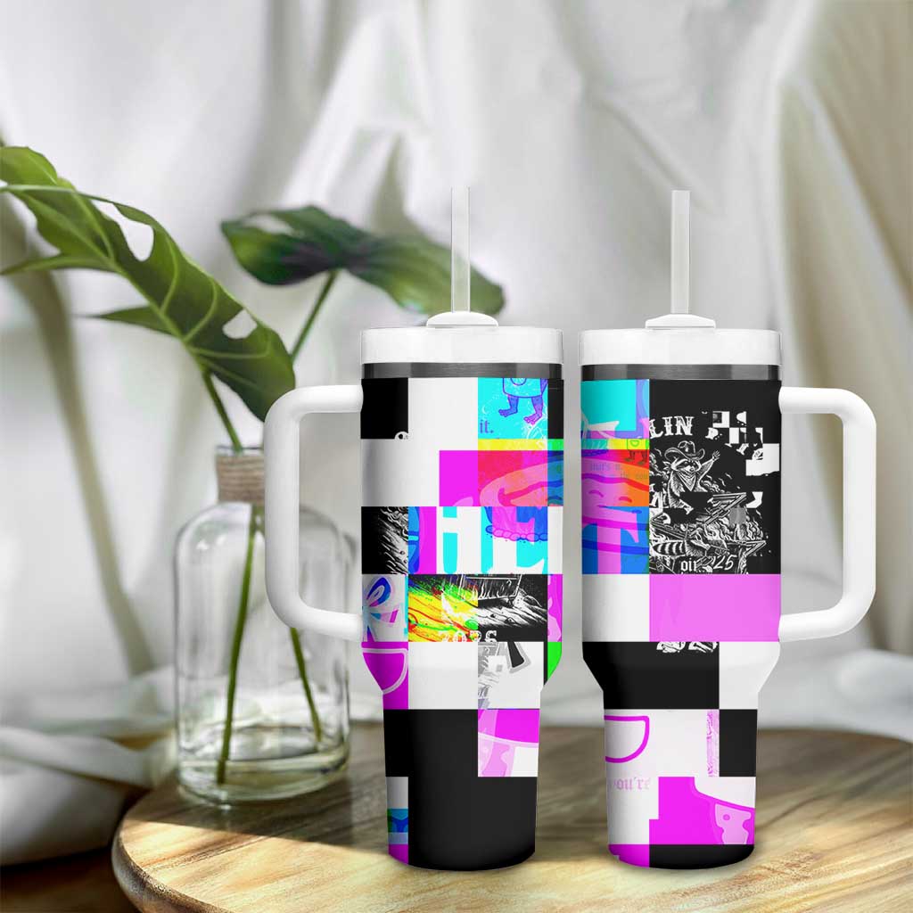 Funny Cowboy Raccoon Rollin Into 2026 Tumbler With Handle New Year Dumpster Fire 2026 Rodeo - Wonder Print Shop