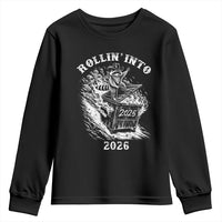 Funny Cowboy Raccoon Rollin Into 2026 Youth Sweatshirt New Year Dumpster Fire 2026 Rodeo - Wonder Print Shop