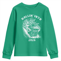 Funny Cowboy Raccoon Rollin Into 2026 Youth Sweatshirt New Year Dumpster Fire 2026 Rodeo - Wonder Print Shop