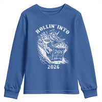 Funny Cowboy Raccoon Rollin Into 2026 Youth Sweatshirt New Year Dumpster Fire 2026 Rodeo - Wonder Print Shop