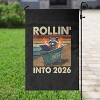 Funny Raccoon Rollin Into 2026 Garden Flag New Year Dumpster Fire - Wonder Print Shop