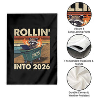 Funny Raccoon Rollin Into 2026 Garden Flag New Year Dumpster Fire - Wonder Print Shop
