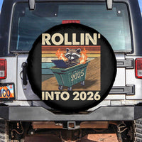 Funny Raccoon Rollin Into 2026 Spare Tire Cover New Year Dumpster Fire - Wonder Print Shop