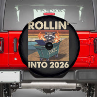 Funny Raccoon Rollin Into 2026 Spare Tire Cover New Year Dumpster Fire - Wonder Print Shop