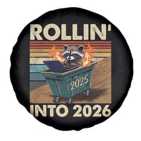 Funny Raccoon Rollin Into 2026 Spare Tire Cover New Year Dumpster Fire - Wonder Print Shop