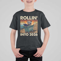 Funny Raccoon Rollin Into 2026 T Shirt For Kid New Year Dumpster Fire - Wonder Print Shop