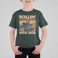 Funny Raccoon Rollin Into 2026 T Shirt For Kid New Year Dumpster Fire - Wonder Print Shop