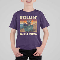 Funny Raccoon Rollin Into 2026 T Shirt For Kid New Year Dumpster Fire - Wonder Print Shop