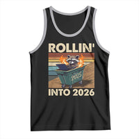 Funny Raccoon Rollin Into 2026 Tank Top New Year Dumpster Fire - Wonder Print Shop