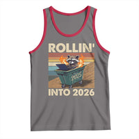 Funny Raccoon Rollin Into 2026 Tank Top New Year Dumpster Fire - Wonder Print Shop