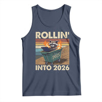Funny Raccoon Rollin Into 2026 Tank Top New Year Dumpster Fire - Wonder Print Shop