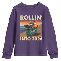 Funny Raccoon Rollin Into 2026 Youth Sweatshirt New Year Dumpster Fire - Wonder Print Shop