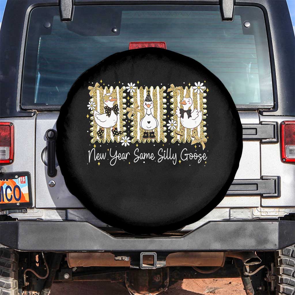Funny New Year Same Silly Goose Spare Tire Cover New Year Eve Goose Squad Faux Glitter - Wonder Print Shop