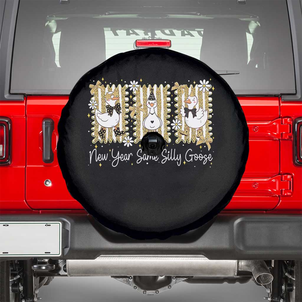 Funny New Year Same Silly Goose Spare Tire Cover New Year Eve Goose Squad Faux Glitter - Wonder Print Shop