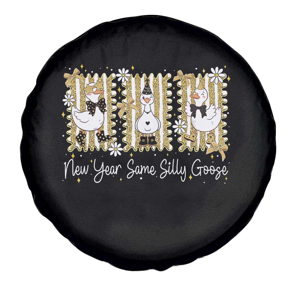 Funny New Year Same Silly Goose Spare Tire Cover New Year Eve Goose Squad Faux Glitter - Wonder Print Shop
