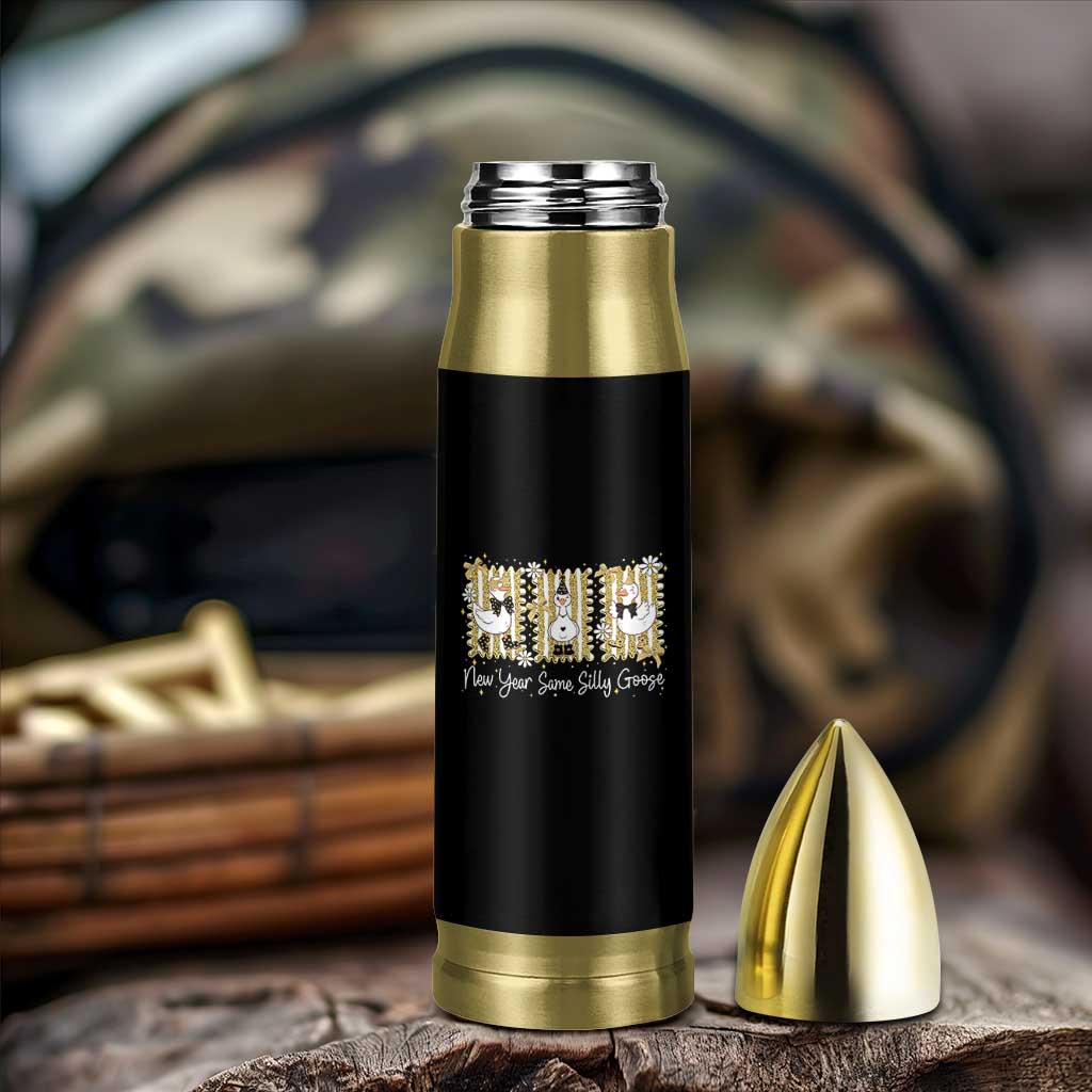 Funny New Year Same Silly Goose Bullet Tumbler New Year Eve Goose Squad Faux Glitter - Wonder Print Shop