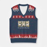 Funny New Year Same Silly Goose V-Neck Knit Sweater Vest New Year Eve Goose Squad Faux Glitter - Wonder Print Shop
