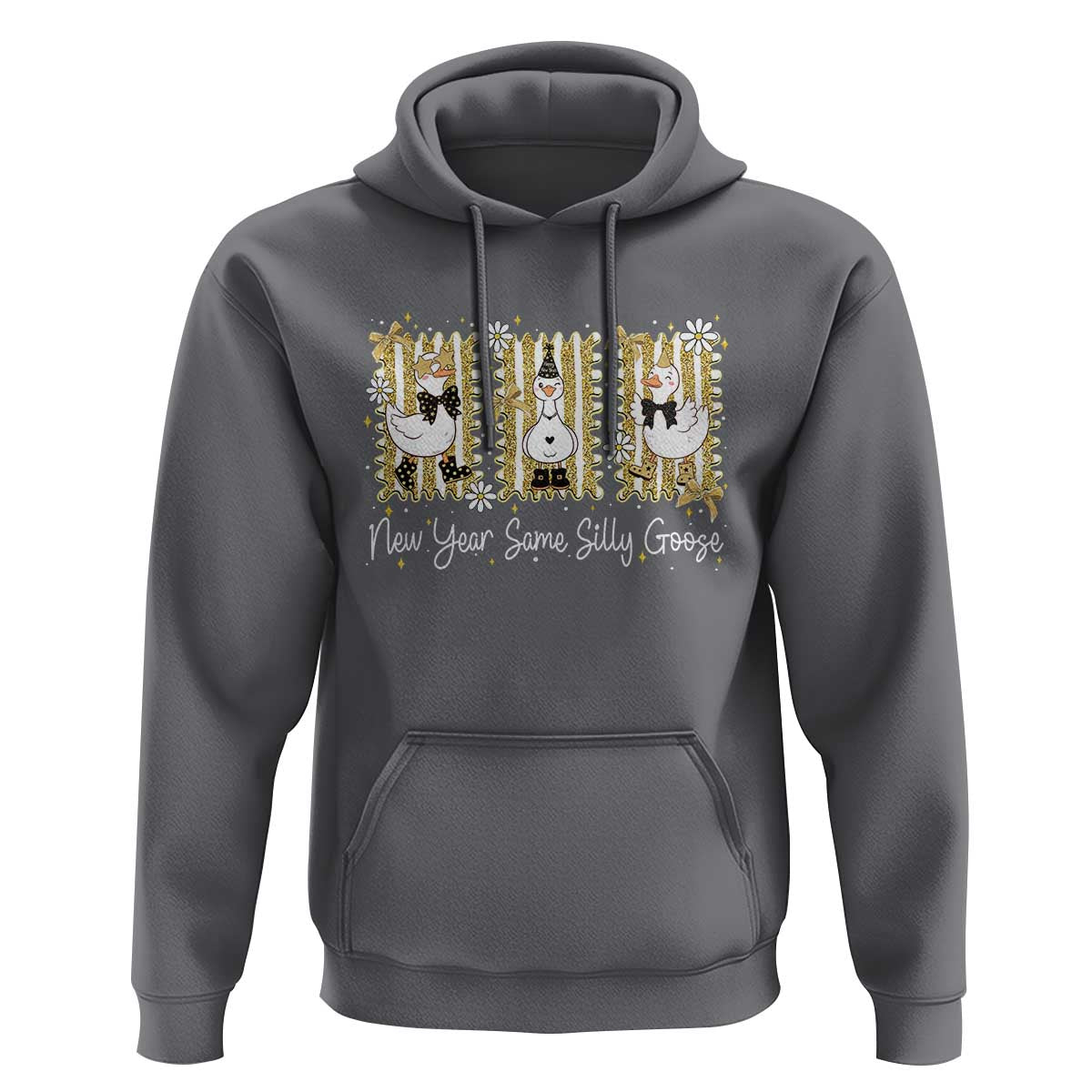 Funny New Year Same Silly Goose Hoodie New Year Eve Goose Squad Faux Glitter - Wonder Print Shop