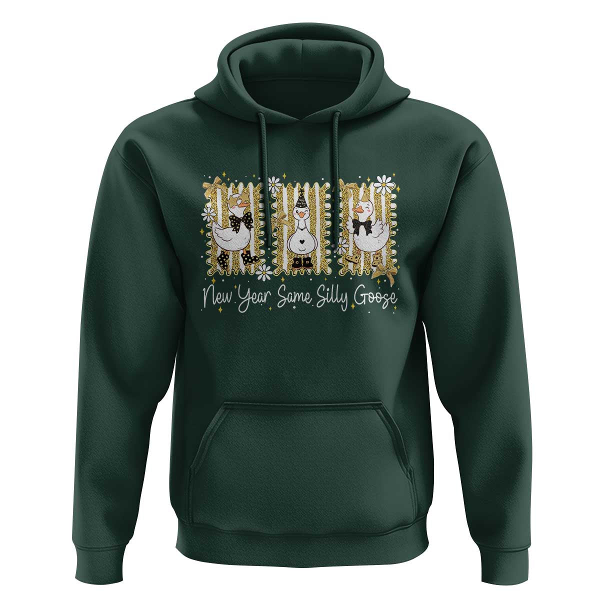 Funny New Year Same Silly Goose Hoodie New Year Eve Goose Squad Faux Glitter - Wonder Print Shop