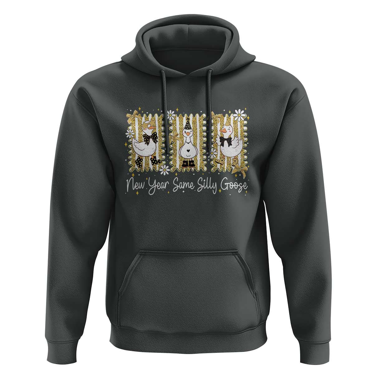 Funny New Year Same Silly Goose Hoodie New Year Eve Goose Squad Faux Glitter - Wonder Print Shop