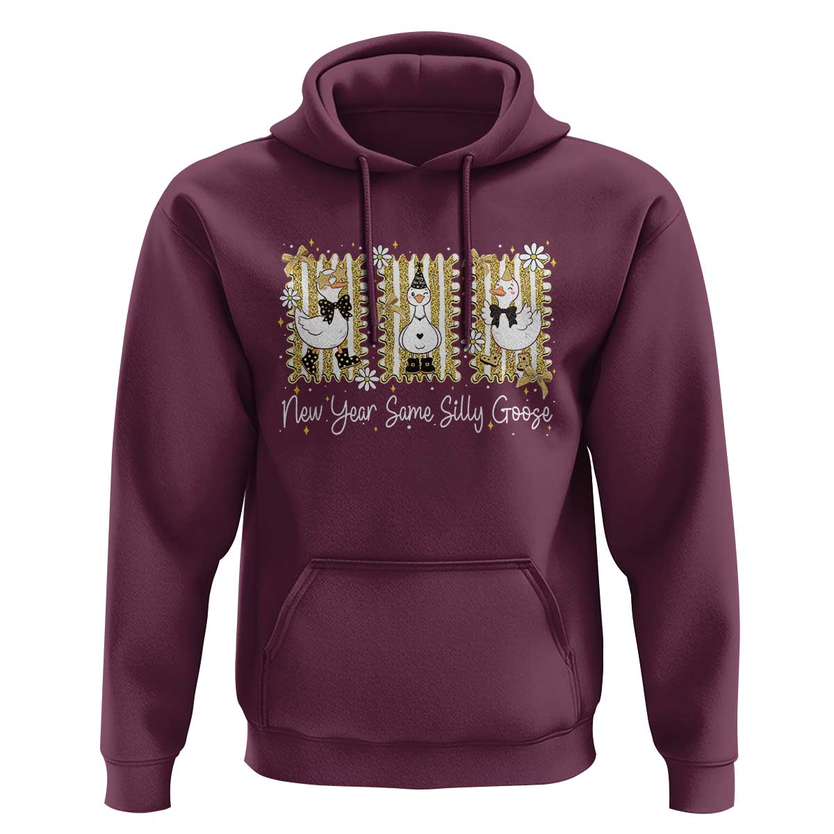 Funny New Year Same Silly Goose Hoodie New Year Eve Goose Squad Faux Glitter - Wonder Print Shop