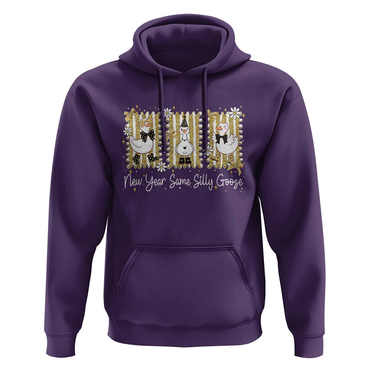 Funny New Year Same Silly Goose Hoodie New Year Eve Goose Squad Faux Glitter - Wonder Print Shop